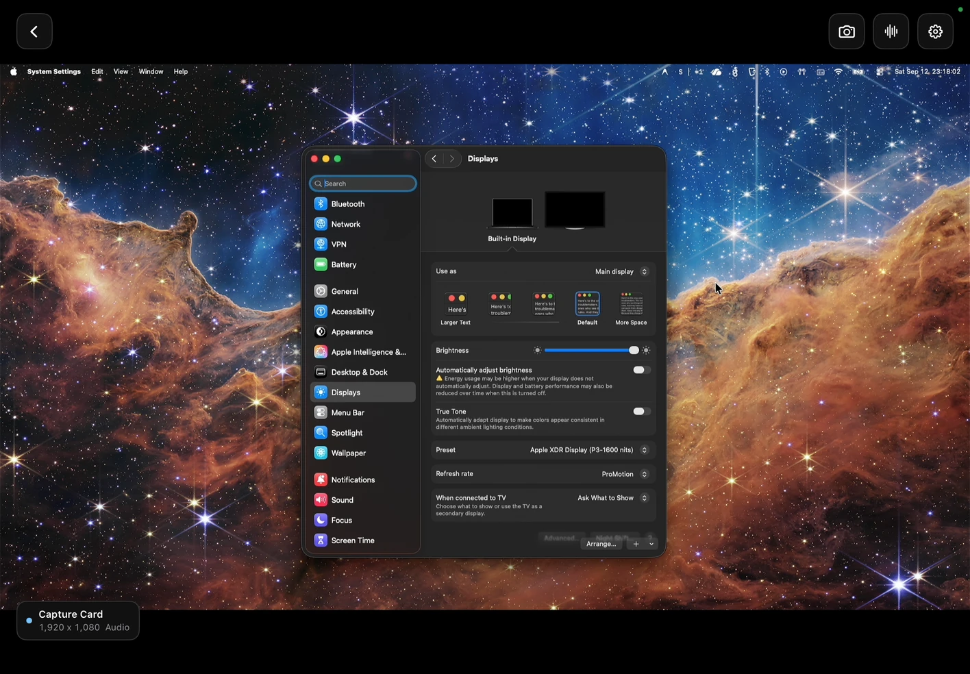 Mirage on iPad displaying a Mac desktop through a capture card